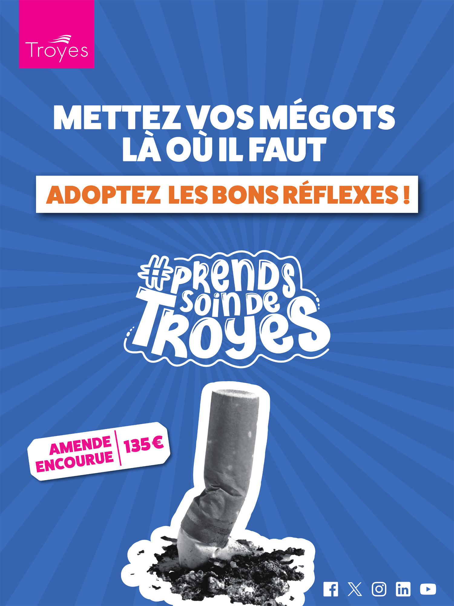 Affiche Prends soin de Troyes - mégots