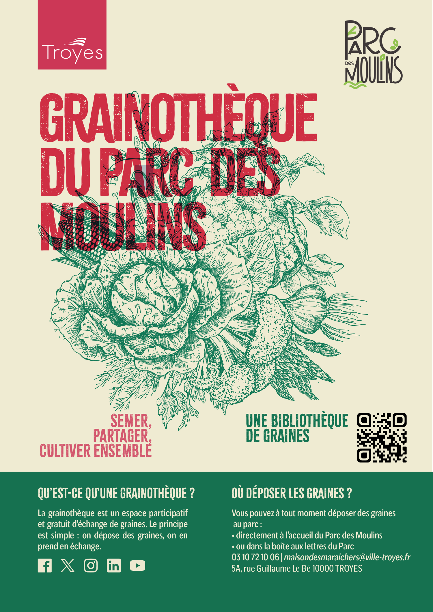 Affiche Grainothèque Parc des Moulins - Troyes