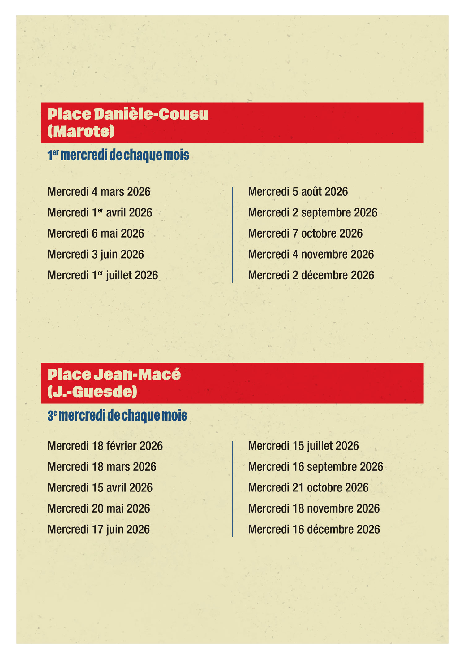 calendrier marchés de producteurs locaux