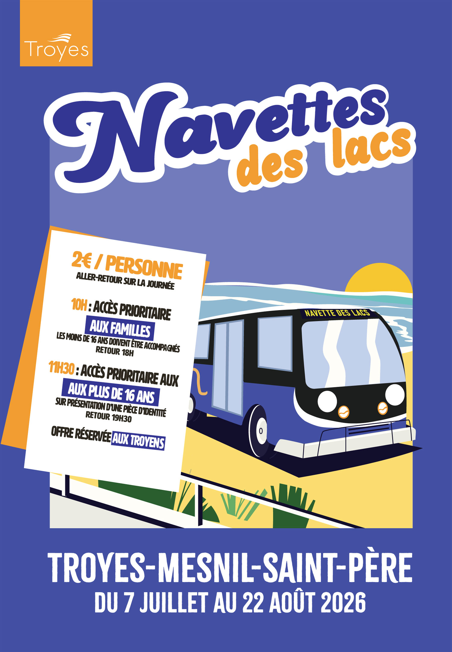 Navettes_des_lacs_2026_Affiche Affiche des navettes de bus Troyes/Mesnil-saint-Père